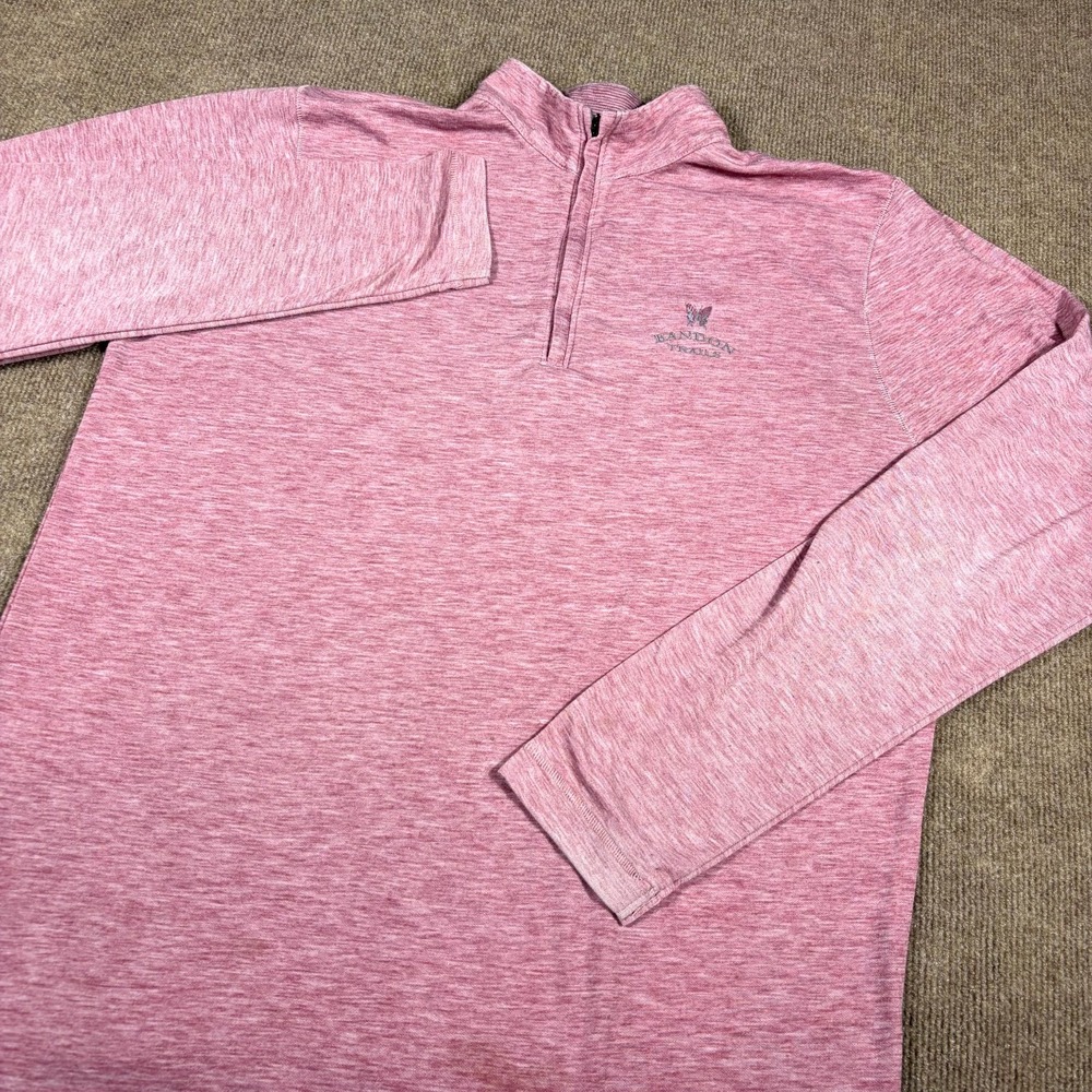 Johnnie-O Shirt Mens Medium Pink Space Dye Quarter Zip Long Sleeve Pullover